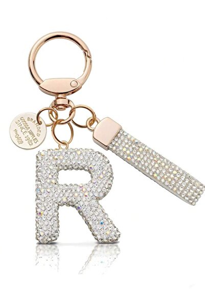 Choice R 26 English Initial Letter Inlaid Rhinestone Advanced Keychain Simple...