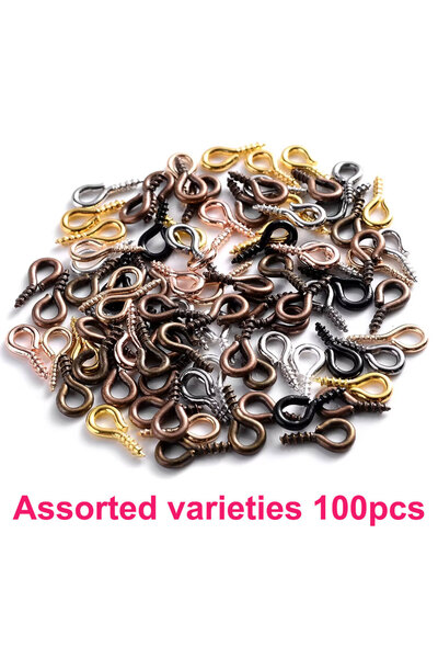 Choice A 100pcs 100Pcs 4x8mm Small Tiny Mini Metal Eyepins Hooks Eye Pins Eye...