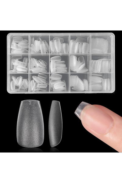 Choice أطراف أظافر مربعة شفافة من كوفين-إس، 330 قطعة، متوسطة وقصيرة وكاملة وغ...