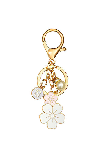 Choice S Cute flower keychain, initial key pendant, ladies' gift band, keycha...