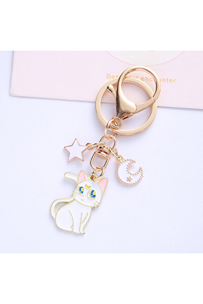 Choice White Sailor Keychain Moon Sweet Cat Girl Car Metal Key Chain Creative...
