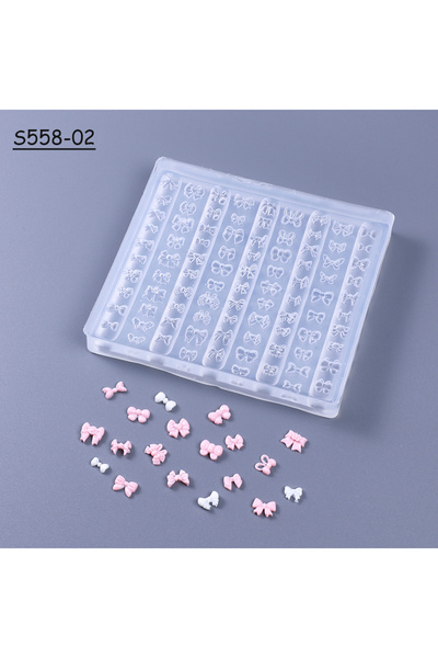 Choice قالب سيليكون S558-02 ثلاثي الأبعاد لفن الأظافر على شكل فيونكة، قوالب ا...