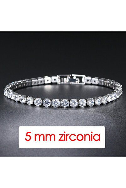 Choice سوار تنس نسائي 19 سم 5 مم H088 هيب هوب عصري AAA+ زركونيا مكعب فضي اللون لفتاة مراهقة تبكي