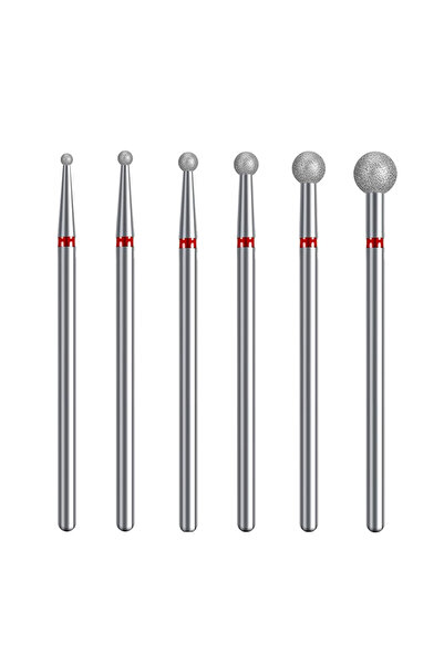 Choice Rose Red 6pcs/set Ball Diamond Nail Drill Bits Fine Grit Rotary Cuticl...