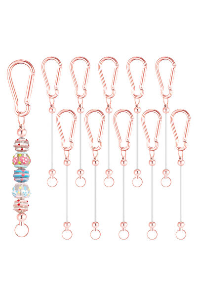 Choice 8PCS Rose Golden 3/8/16/30 Pieces Beadable Keychain Bars Beaded Keycha...