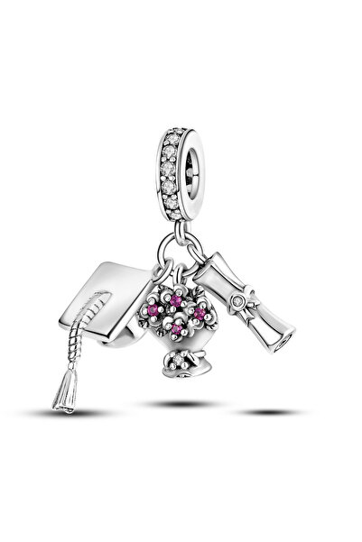 Choice KTC122 خرز مطلي بالفضة لقلادة التخرج الجامعية، مناسب للأساور الأصلية، قلادات يدوية الصنع J