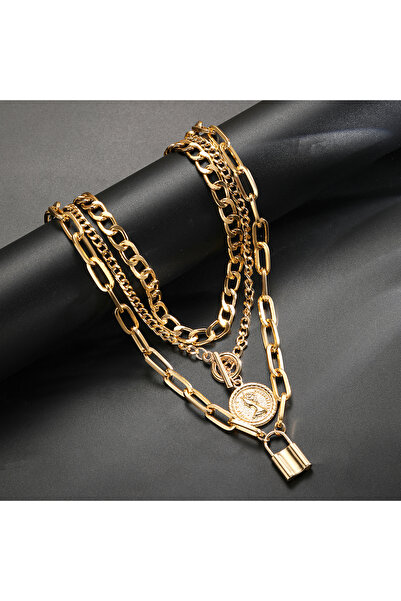 Choice AY6104901HB طقم قلادات ذهبية اللون متعددة الطبقات مكون من 3 قطع للنساء...