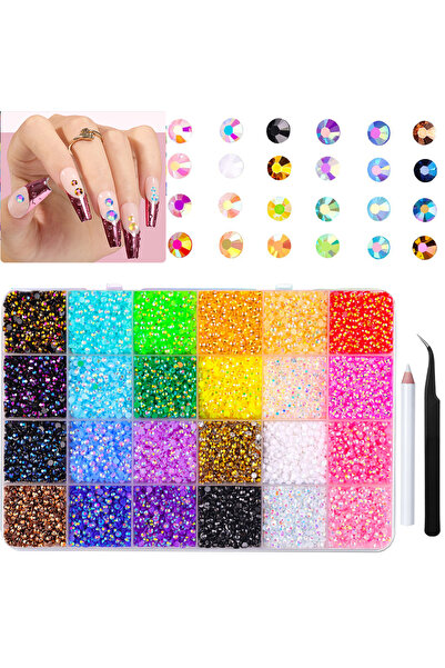 Choice متعدد حوالي 3500 قطعة من أحجار الراين المسطحة لتزيين الأظافر، أحجار كر...
