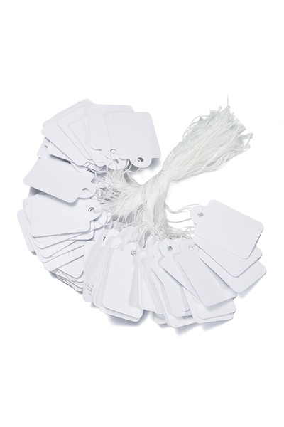 Choice بطاقات ورقية مستطيلة بيضاء مقاس 22 × 35 مم، 100 قطعة/عبوة، خيوط خشبية ...