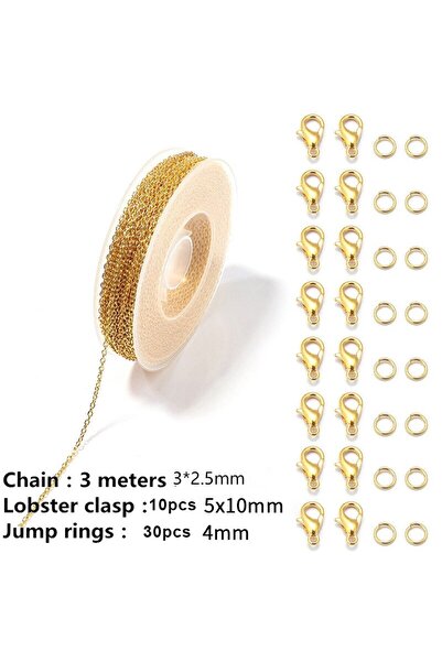 Choice سلاسل ذهبية، لوازم صناعة المجوهرات، سلاسل كابل بطول 3 أمتار، لصنع القل...
