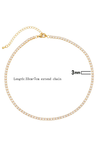 Choice قلادة سلسلة تنس لامعة من صف واحد مرصعة بأحجار الزركون المكعب الأبيض ال...