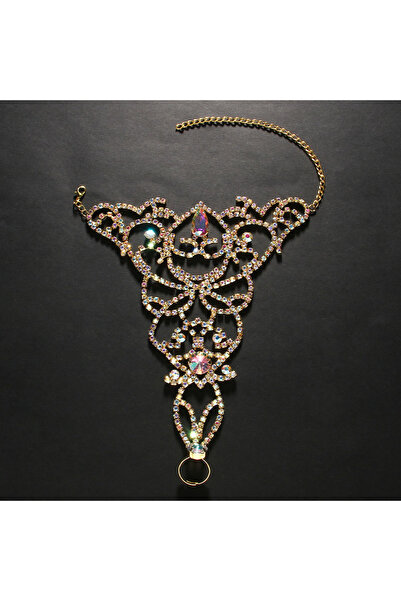 Choice خلخال ذهبي اللون من ستونفانز مصنوع من الكريستال المجوف للرقص الشرقي، إكسسوارات أداء أنيقة للسيدات حافيات القدمين