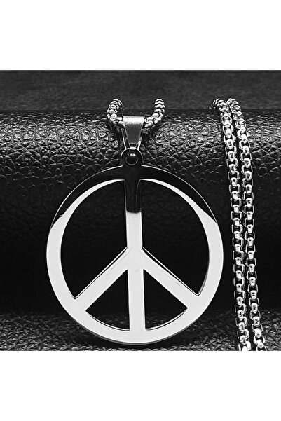 Choice قلادة برمز السلام على شكل صندوق SR مقاس 60 سم للرجال باللون الأسود من ...