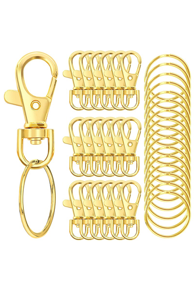 Choice 30PCS gold color 30/50/80/120pcs swivel lobster clasp with key ring 15...