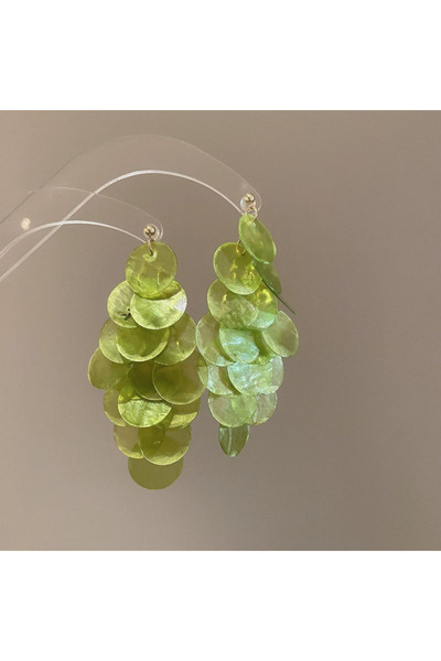 Choice أقراط متدلية على شكل صدفة دائرية على شكل عطلة على شاطئ البحر باللون ال...