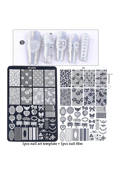 Choice قالب أظافر XY-EF03 ثلاثي الأبعاد من الدانتيل والزهور على شكل فيونكة عل...