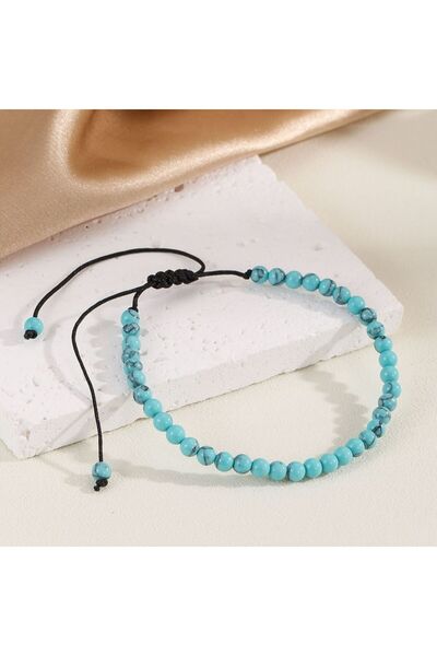 Choice أساور صغيرة من الأحجار الكريمة الفيروزية الزرقاء الفاتحة بطول 17 سم وق...