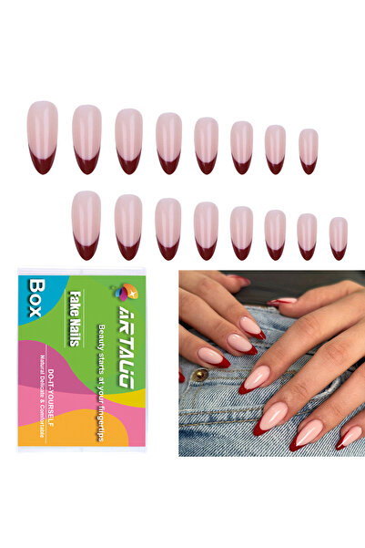 Choice أظافر صناعية فرنسية باللون الأبيض اللوزي من 120 قطعة - علبة للنساء وال...