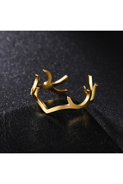 Choice resizable Gold Skyrim Deer Antler Finger Ring Stainless Steel Gold Col...