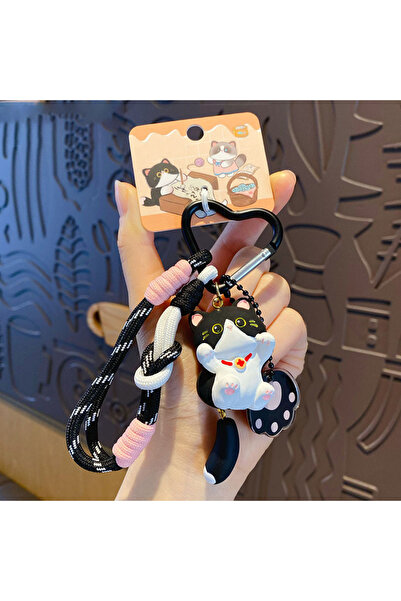 Choice Cow cat Tail Wagging Cat Keychain Cartoon Kitten Resin Pendant Cute Gi...