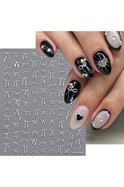 Choice NKS370-01-01 1Pcs 3D Metal Silver Bowknot Nail Art Sticker Exquisite R...