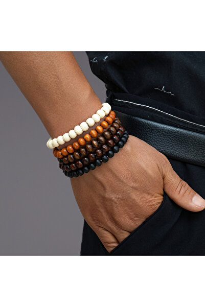 Choice XY-1490 5-piece set of vintage multicolored wooden bead beaded men's b...