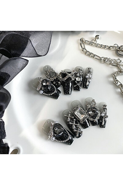 Choice SJ0010-L 10 قطع من الأظافر المصنوعة يدويًا على شكل نعش، أظافر صناعية ج...