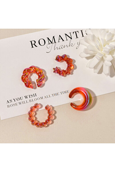 Choice مجموعة من 4 قطع من أقراط الأذن النسائية بدون خيوط، أزياء أوروبية وأمري...