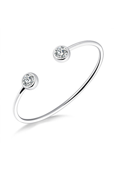 Choice B18094P Lokaer Trendy Titanium Stainless Steel Open Bangles For Women Girl Gold Plated Bezel Setting