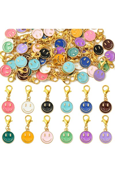 Choice حوالي 60 قطعة حوالي 60 قطعة من الألوان المختلطة وجه مبتسم سبيكة المينا...