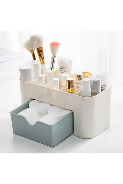 Choice صندوق تخزين للأظافر الزرقاء، حاوية لتخزين أعواد القطن، ملحقات صندوق تخزين أدوات تنظيف سطح المكتب متعددة الوظائف