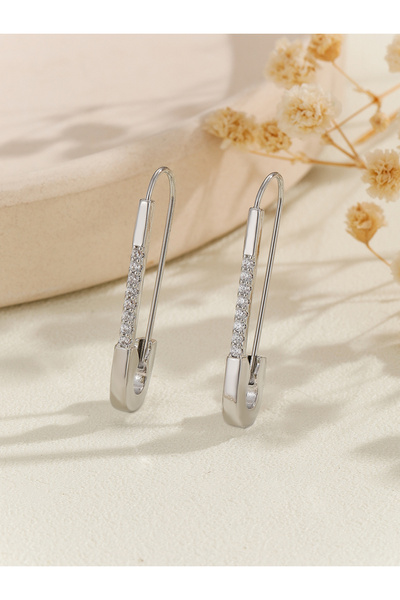 Choice تصميم فضي بسيط وعصري، اتجاه إبداعي راقي، مشبك ورقي مرصع بالزركون الدقيق للنساء