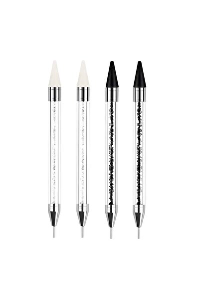 Choice أبيض أسود 4 قطع 4 قطع أداة نقطية لحجر الراين أداة وضع حجر الراين ذات ط...