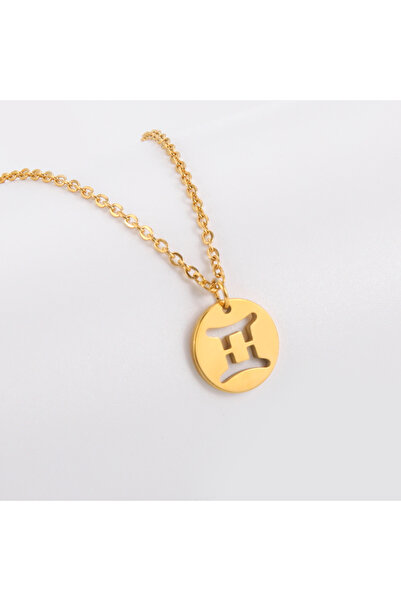 Choice قلادات ذهبية اللون بطول 45 سم على شكل برج الجوزاء من الفولاذ المقاوم ل...