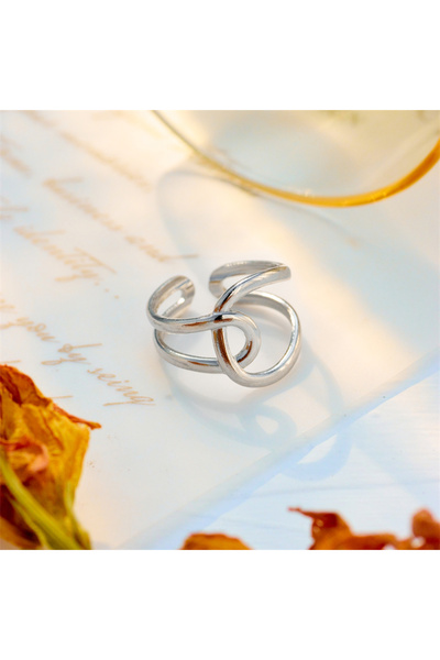 Choice R406 DIEYURO 316L خاتم مفتوح من الفولاذ المقاوم للصدأ بتصميم هندسي ملت...