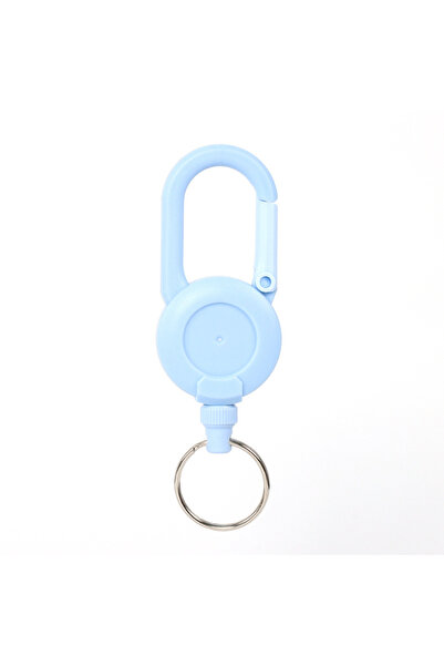 Choice سلسلة مفاتيح رياضية قابلة للسحب بحبل مشبك مضاد للسرقة بلون أزرق ماكارون، حلقة مفاتيح رياضية قابلة للسحب، مضادة للسرقة