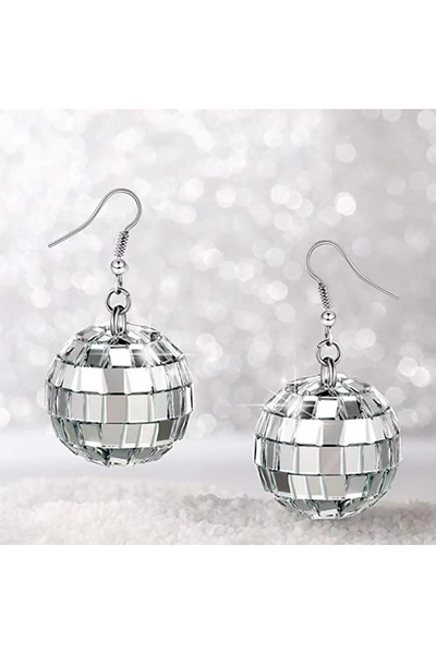 Choice أقراط متدلية أنيقة باللون الفضي على شكل كرة ديسكو EH5333، أقراط وردية اللون على شكل قبعة رعاة البقر وكرة ديسكو، من Dazz للنساء