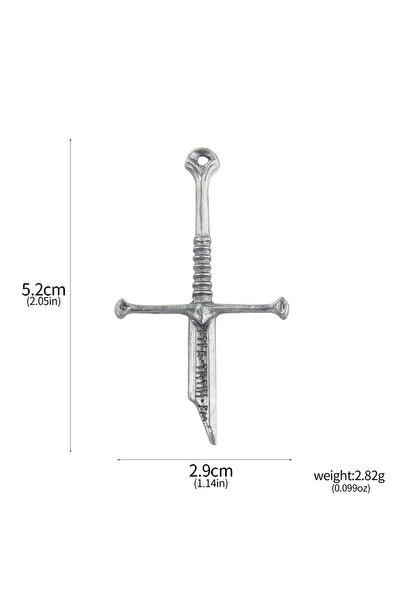 Miniso دبوس زينة فضي على شكل سيف نارسيل المكسور، دبوس زينة معدني على شكل سيف أراجورن من فيلم للنساء