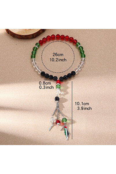 Choice YA0892-2-8mm رموز دينية خريطة الدولة سوار مسلم حبة صغيرة من الأكريليك ...