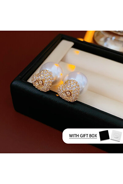 Choice أقراط لؤلؤ على شكل قلب من LENNIK مطلية بالذهب الحقيقي، مصنوعة من الفضة...