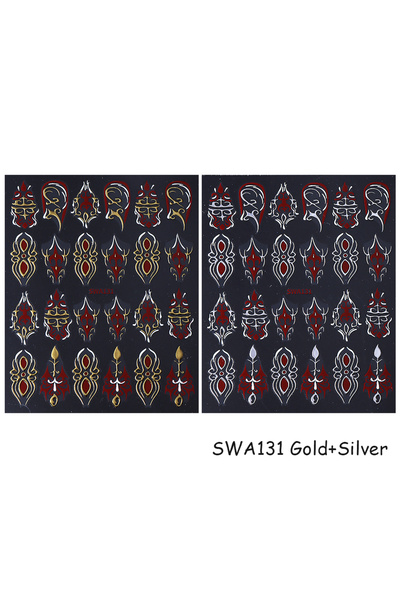 Choice SWA131-2 Colors 2pcs Gothic Style Nail Stickers Y2K Gold Silver Geomet...