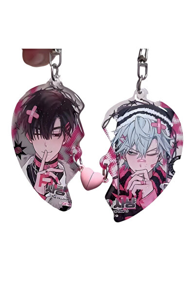Miniso سلسلة مفاتيح K284 من أنيمي ALIEN STAGE على شكل قلب من Till Ivan مع قلادة مغناطيسية على شكل حقيبة لطيفة وحلقة مفاتيح AC