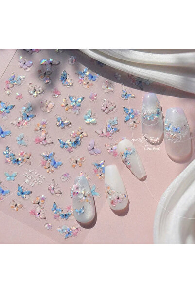 Choice ملصق أظافر ذاتي اللصق خماسي الأبعاد MS770 على شكل فراشة جيلي لامعة بعق...