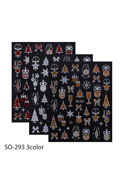 Choice SO-293 3 قطع من ملصقات الأظافر ثلاثية الأبعاد لعيد الميلاد سانتا كلوز ...