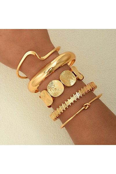Choice AYAGold 5Pcs/Set Punk Geometry Multilayer Bangles for Women Delicate G...