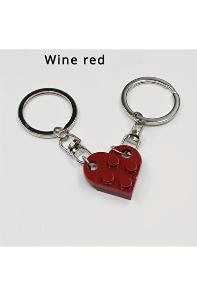 Choice Wine red 1pcs Red Love Heart Building Block Keychains ForCouples Frien...