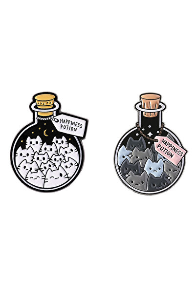 Choice TUTZ2848-2 Happiness Potion Cat Brooch Enamel Pins Cute Kitty Elf In M...