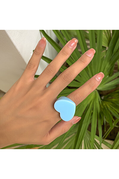 Choice خاتم حب كوري جديد من الراتينج الأزرق مقاس 1.8 سم، خاتم بسيط بلون أكريل...