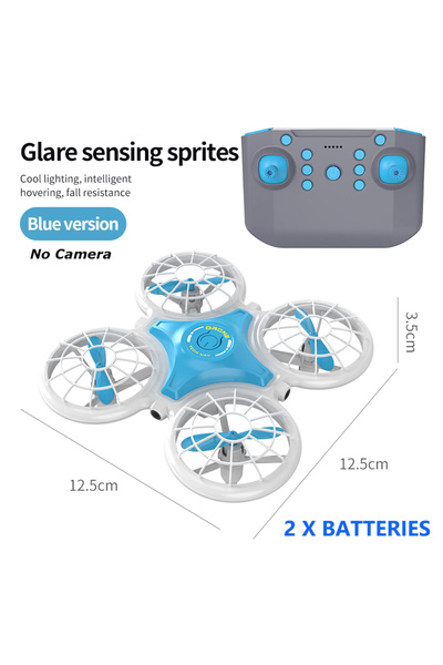 Choice طائرة درون صغيرة زرقاء ببطاريتين، مزودة بفلاش ثلاثي الأبعاد وقلبات، تع...