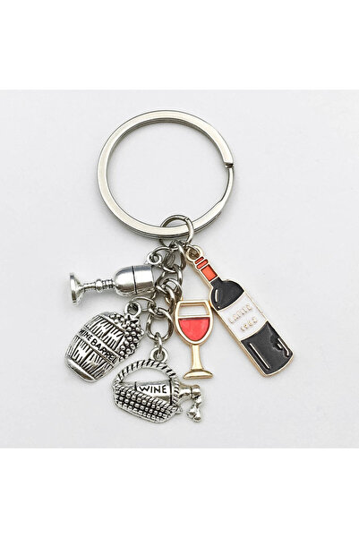 Choice ER380 1Pc Metal Enamel Keychain For Men, Red Wine Glass Keychain For W...